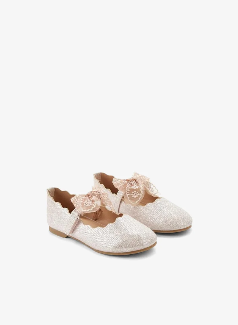 JUNIORS Girls Lace Bow Detail Ballerina Shoes Ramadan Collections