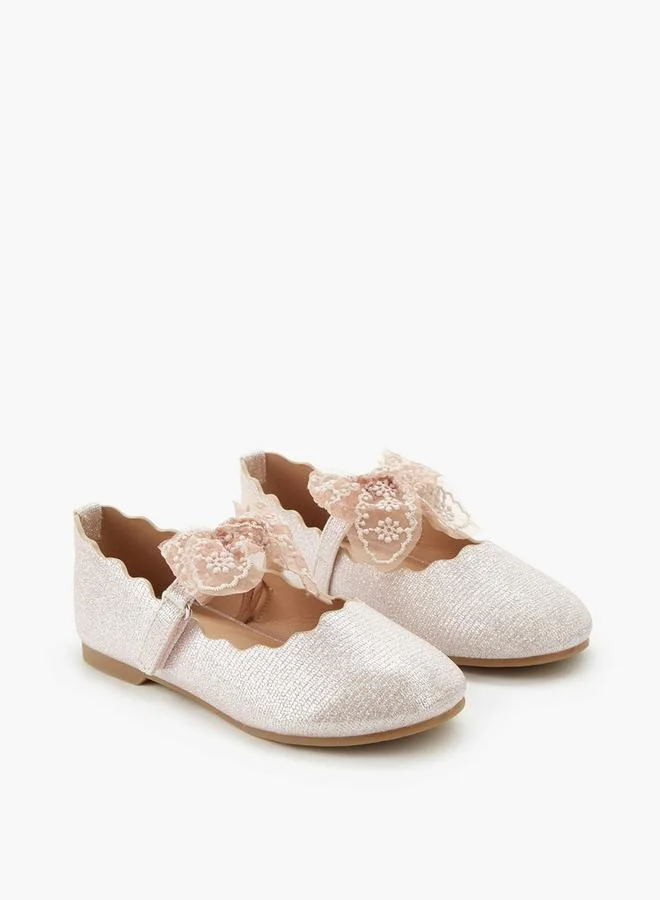 Juniors Girls Lace Bow Detail Ballerina Shoes
