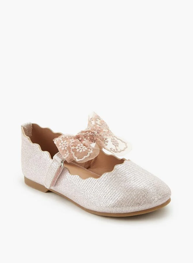Juniors Girls Lace Bow Detail Ballerina Shoes