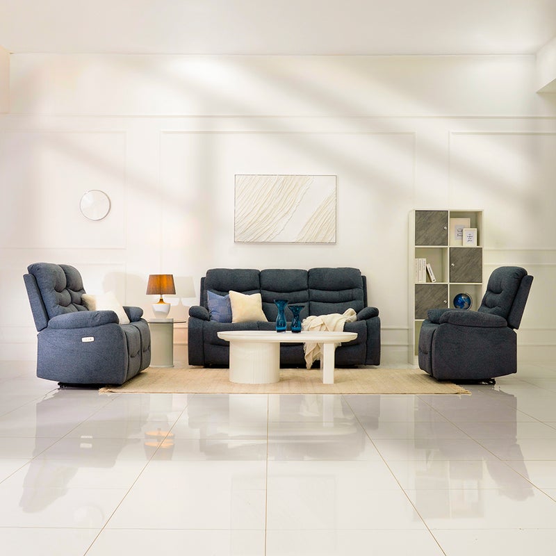 ROYAL FURNITURE Electric Recliner Sofa Set - Grey for Living Room - Image 1