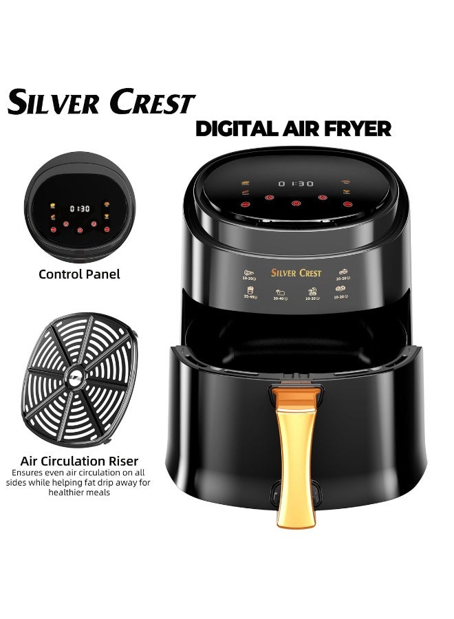Silver Crest Extra Large 10L Air Fryer 4000W Healthy Oil Free Fryer with LED Touch Panel, Adjustable Temperature Control, Timer Function, Easy Clean Basket, Perfect for Fries, Chicken, Fish and Snacks - Image 4