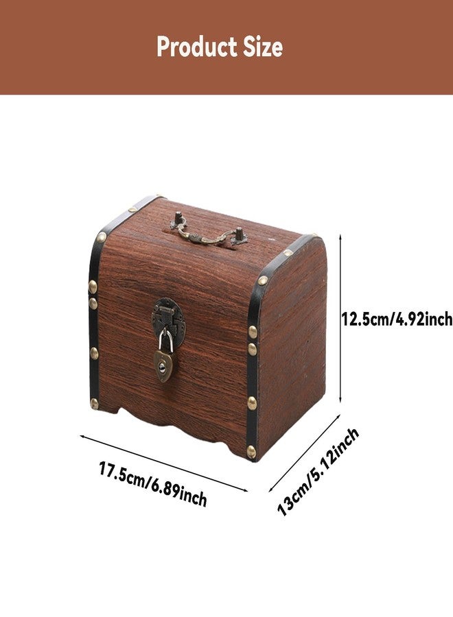 Ragyzity Wooden Piggy Bank, Money Saving Bank with Lock, Creative Vintage Wooden Box, Rustic Small Decorative Coin Bank, Gift for Boys and Girls - Image 3