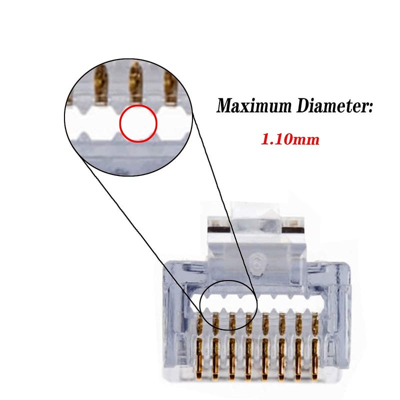 PETECHTOOL RJ45 Cat6 Cat5 Connectors Ends Gold Plated 8P8C Ethernet Pass Through Plug (100Pack) - Image 3