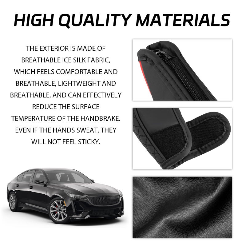 HHZL Car Shift Handle Transmission Knob Cover Accessories, Eco-Leather Car Shift Cover, Center Console Magic Tape Gear Lever Protector Universal for Most Cars(Black) - Image 4