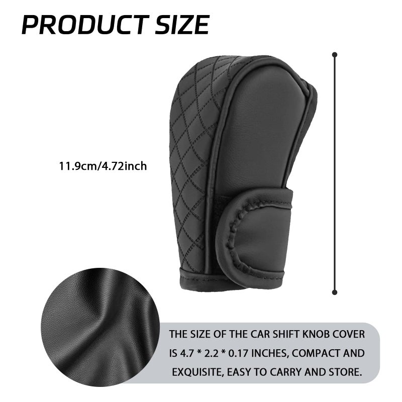 HHZL Car Shift Handle Transmission Knob Cover Accessories, Eco-Leather Car Shift Cover, Center Console Magic Tape Gear Lever Protector Universal for Most Cars(Black) - Image 2