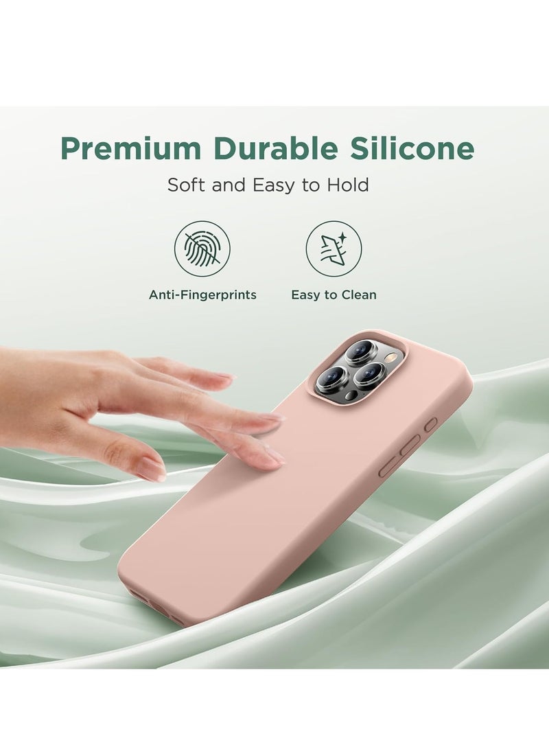 NEW Premium Soft Liquid Silicone Case for iPhone 16 Pro – Silky and Soft Touch Series Full-Body Protective Bumper (Sandy Pink) - Image 4