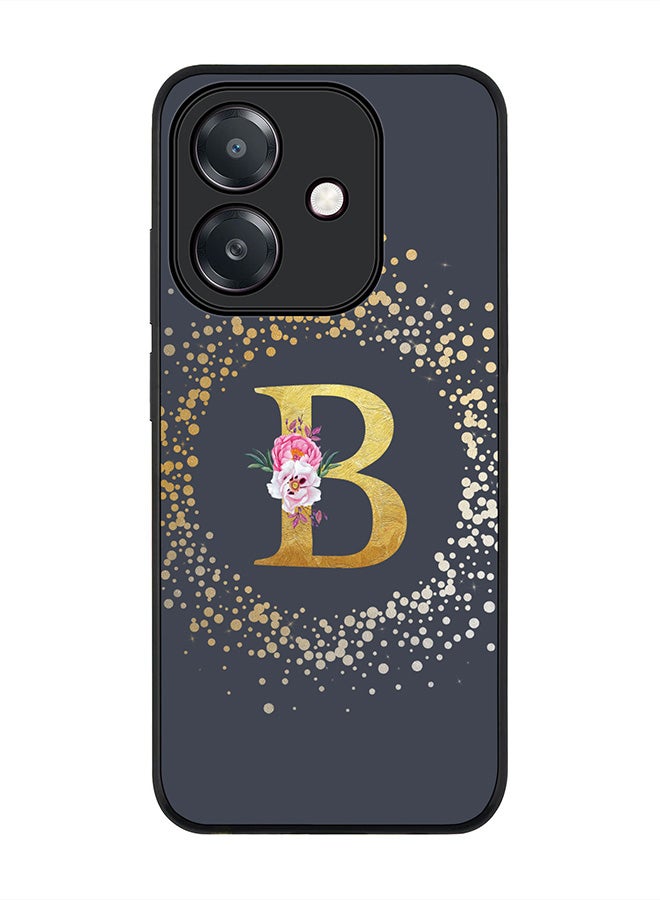 Stylizedd For Oppo A5i Case,Slim fit Camera Protection, Shockproof Thin Phone cover  - Custom Monogram Floral - B  (Grey )