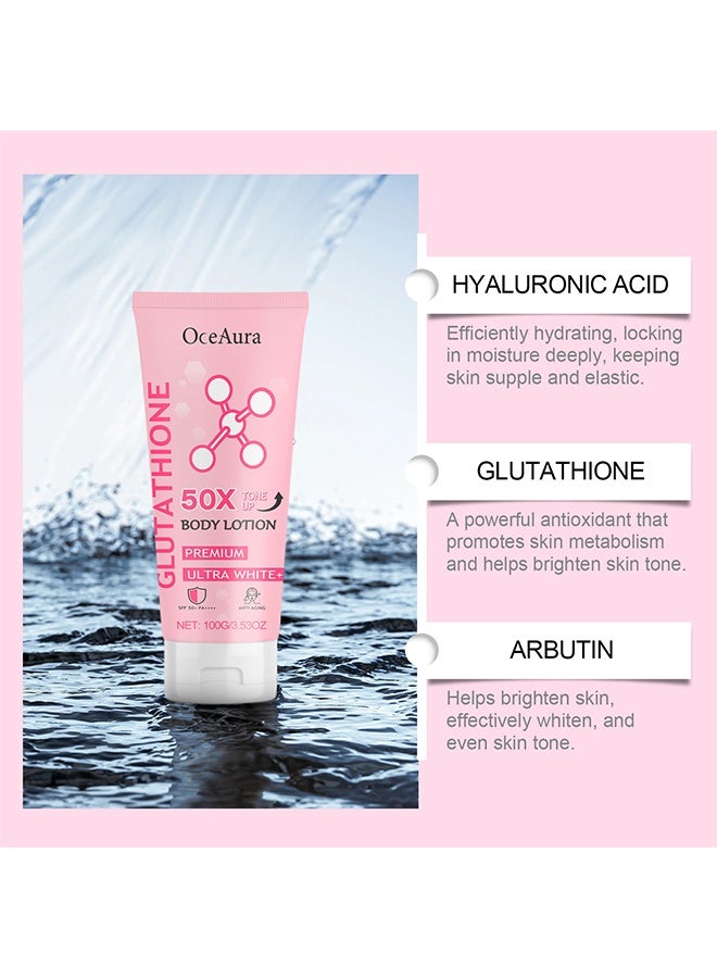 OceAura Glutathione Body Lotion，Glutathione 50x Tone Up Body Lotion，Long Lasting Moisturizing and Soft Dry Skin All Over Body & Delicately Scented, Lightweight, Non-greasy and Quickly Absorbed - Image 4