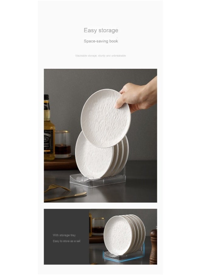 6-Piece Set with Base Stand - 6-Inch Food-Grade High-Quality Textured Melamine Plates - Image 5