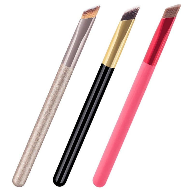 Professional Angled Eyebrow And Blush Brush Set 3 Piece Cosmetic Tools - Image 2