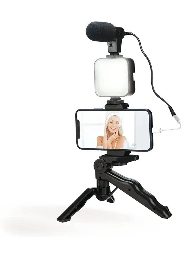 Video Vlogger Kits Microphone LED Fill Light Mini Tripod For Phone Vlog Video Recording Condenser - Image 3