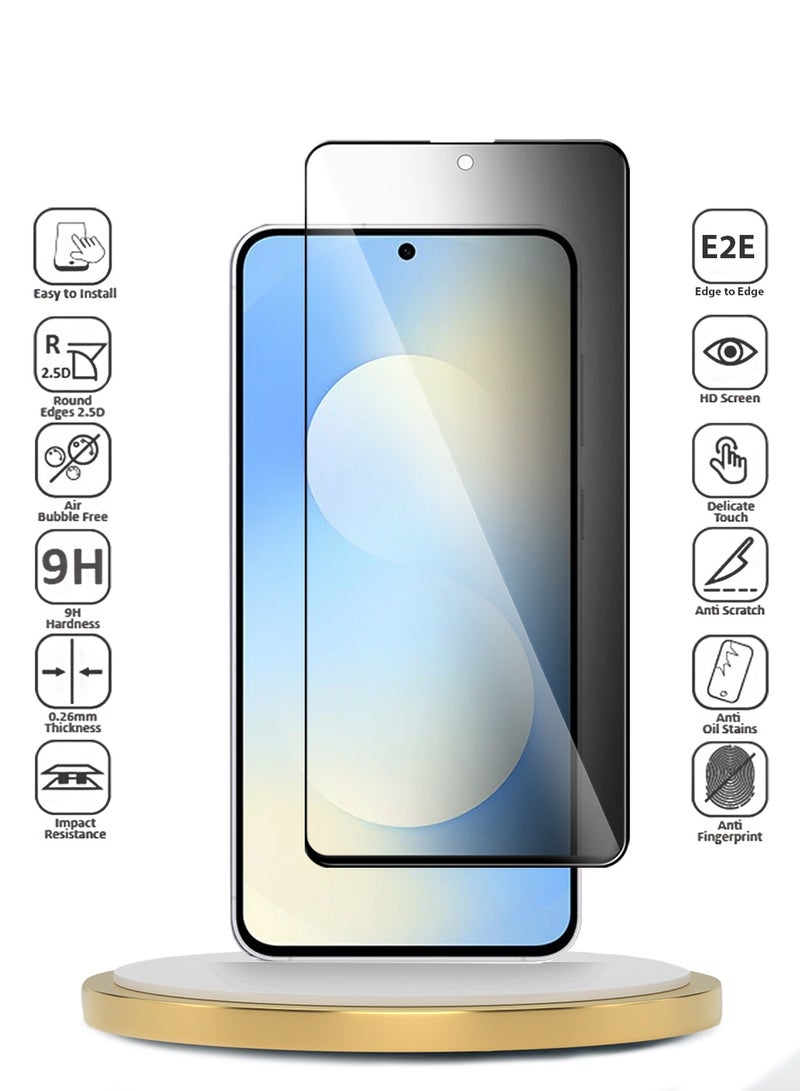 Wtech Samsung Galaxy S25 FE 5G 2025 Premium E2E Series Privacy Full Glue Full Cover Tempered Glass Screen Protector (MSGECP) - Clear/Black - Image 2