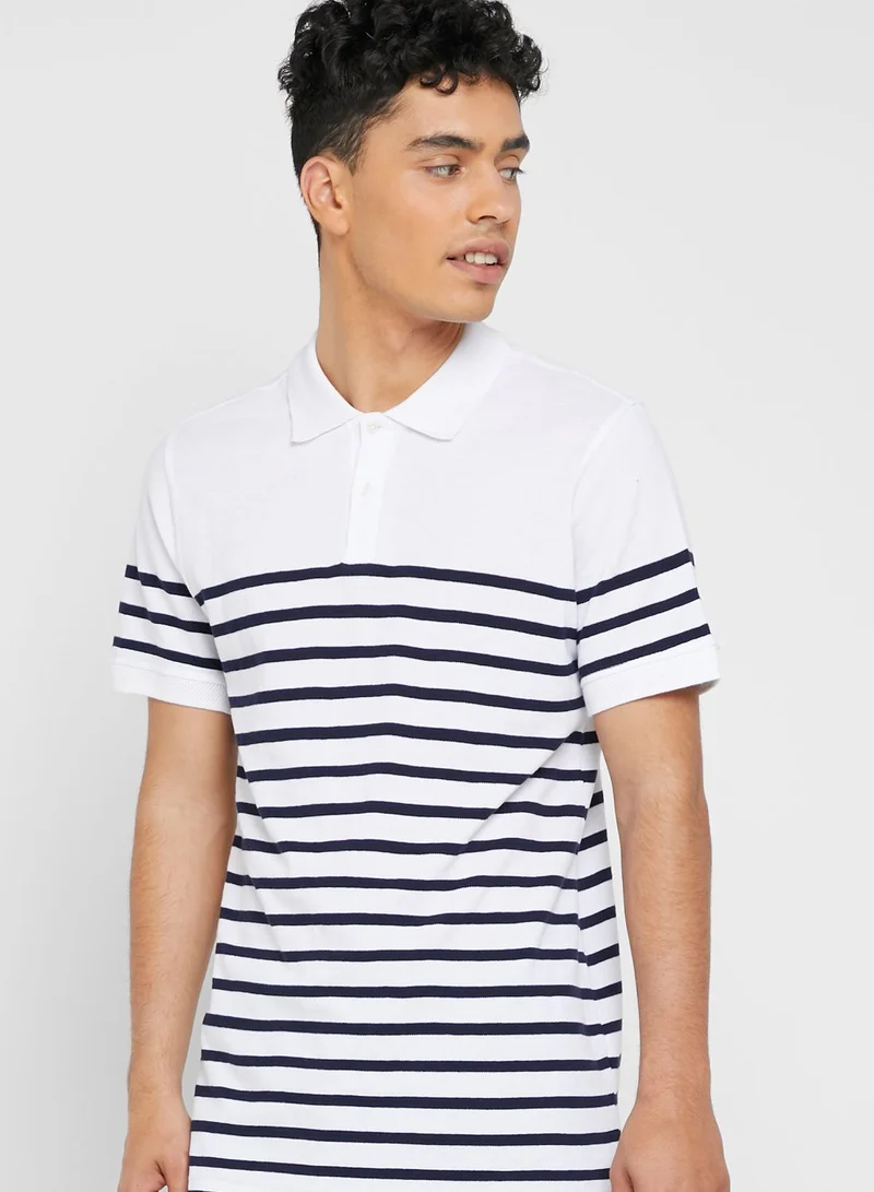 Mango Man Block Striped Polo
