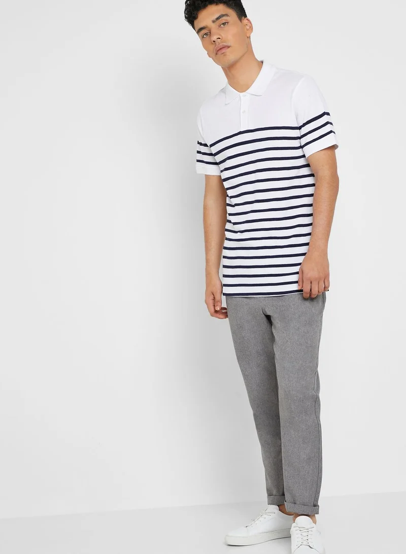 Mango Man Block Striped Polo
