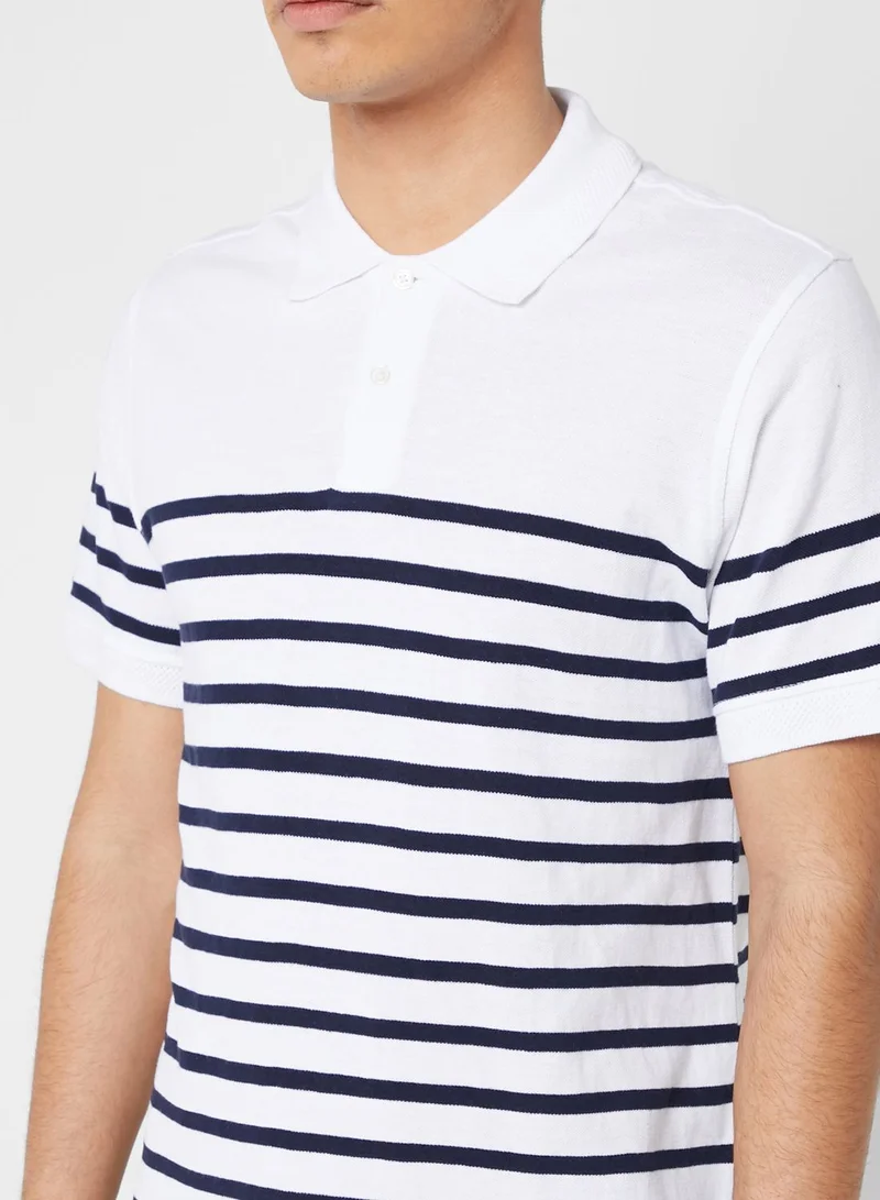 Mango Man Block Striped Polo