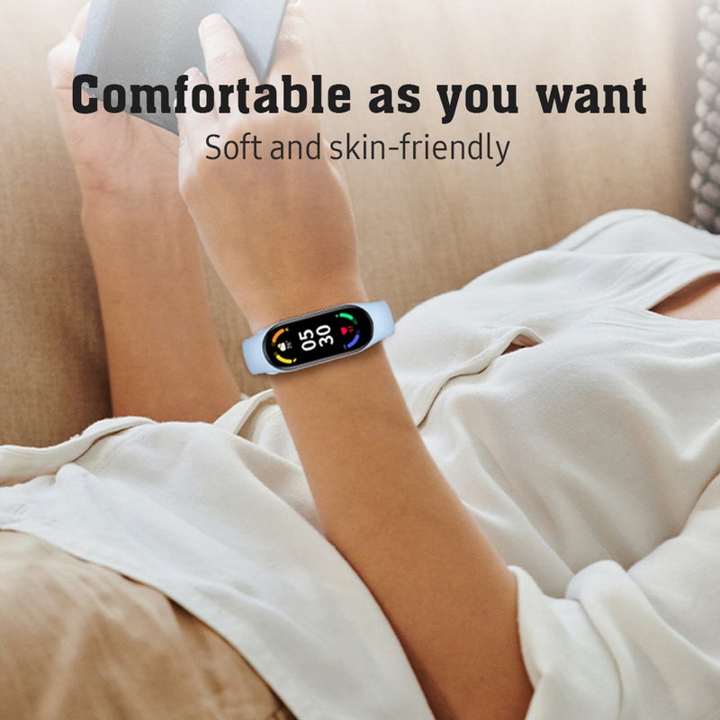 Replacement Bracelet: Green Soft Skin-Friendly Strap - 10000+ Bend Resistant Breathable Wristband for Xiaomi Mi Band 7 Swimming Daily Use - Image 5