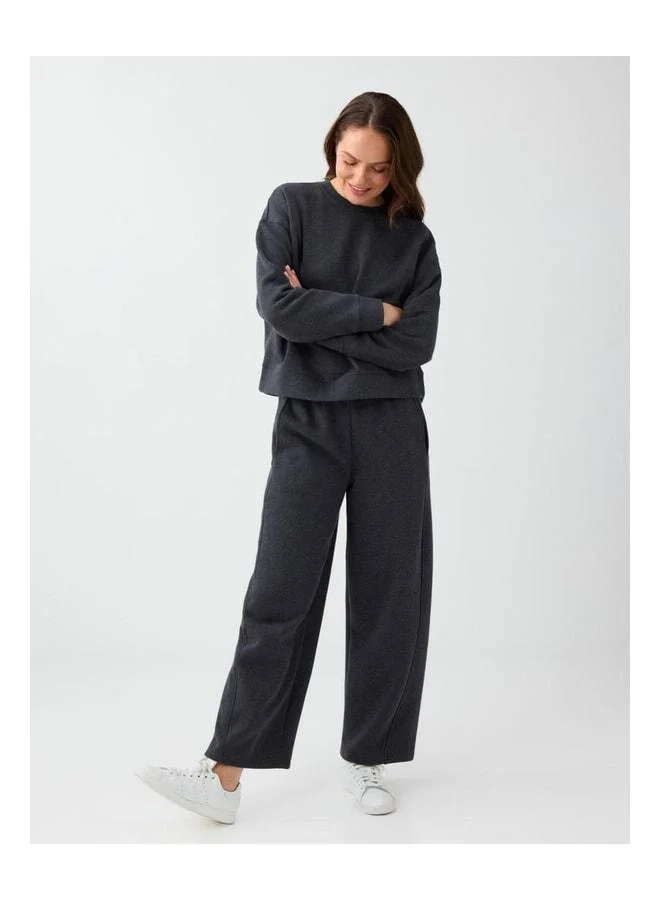 Jimmy Key Anthracite Melange Pocket Detailed Wide-Leg Cotton Polar Pants.