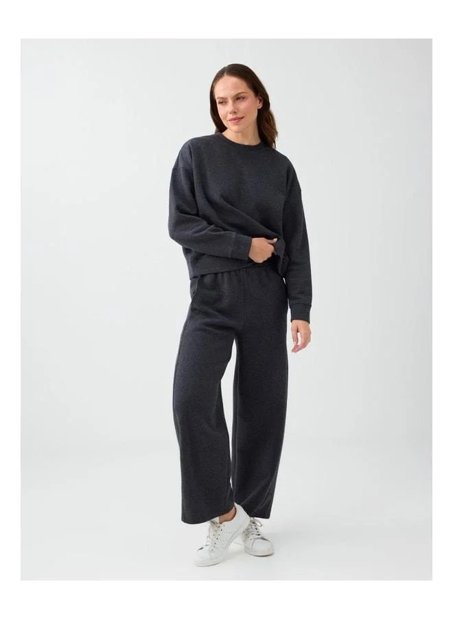 Jimmy Key Anthracite Melange Pocket Detailed Wide-Leg Cotton Polar Pants.