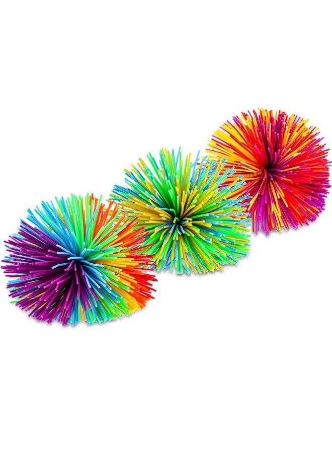 Leinuosen - 5 Pieces Monkey Stringy Balls Sensory Fidget Stringy Balls Soft Rainbow Pom Bouncy Stress Balls With Storage Bag Multicolor (2.75 Inch 5 Pieces) - Image 1