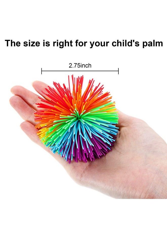 Leinuosen - 5 Pieces Monkey Stringy Balls Sensory Fidget Stringy Balls Soft Rainbow Pom Bouncy Stress Balls With Storage Bag Multicolor (2.75 Inch 5 Pieces) - Image 1