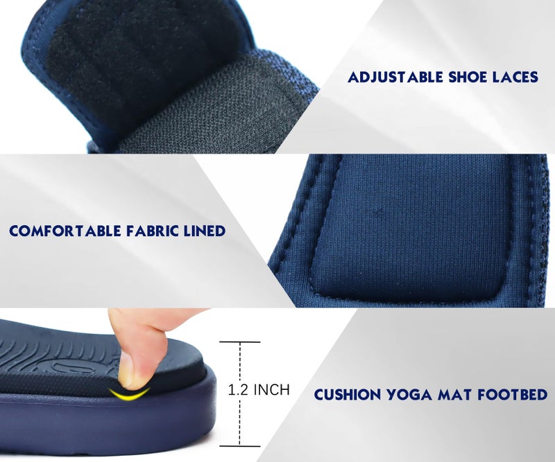 ONCAI Mens Slide Sandals Blue Open Toe Athletic Adjustable Straps Orthotic Plantar Fasciitis Sport Sandals with Soft Cushion Arch Support Footbed Size 9 - Image 5