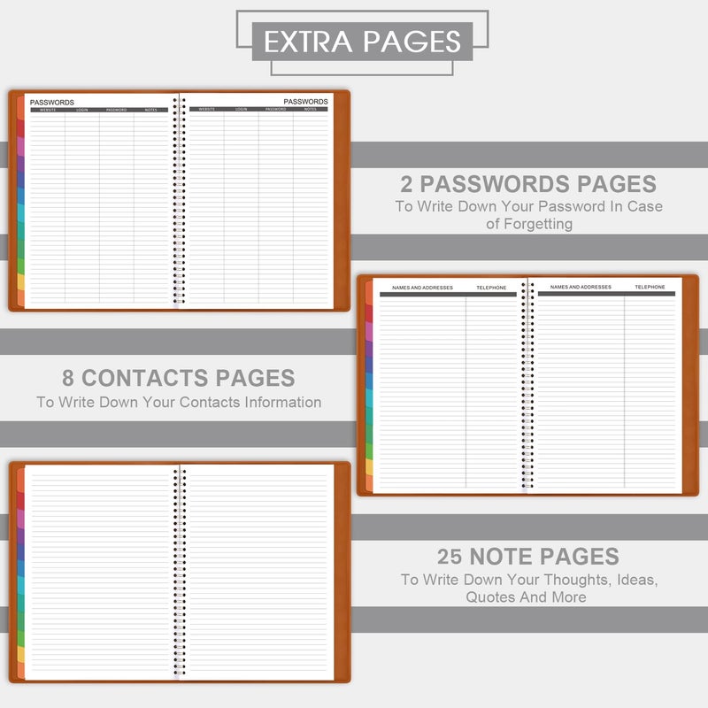 MaaIbok مخطط شهري 2025-2026 - تقويم/مخطط 2025-2026 لمدة 18 شهرًا مع جلد صناعي، 8.86" × 11.4"، يوليو 2025 - ديسمبر 2026، 15 صفحة ملاحظات، تجليد مزدوج قوي، جيب، علامات شهرية، منظم مثالي - Image 4