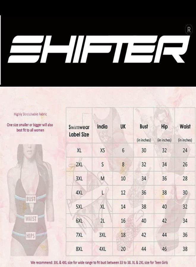 SHIFTER Swimming Costume for Women,ONE Piece Swim Suit for Ladies and Girls,Premium Stretchable Fabric with CUR SLEAVES and Skirted Shorts for Holidays, Beach and Pool,Swim WEAR (4XL, ZEBRABLUE) - Image 2