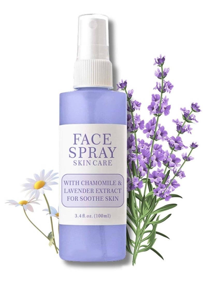 KOEC Lavender Hydrating Face Mist, Soothing Facial Spray with Lavender & Chrysanthemum, Toner for Dry Skin and Makeup Setting, Nourishes and Relieves Acne (100ml) - Image 1