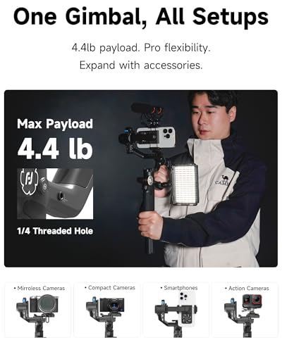 FeiyuTech SCORP Mini 3 Kit All-in-One Gimbal Stabilizer – Upgraded AI Tracking 4.0, 3-Axis Gimbal for Canon/Sony Vlogging Cameras, iPhone, Action Cams, 4.4 lb Payload, 1.3" Touchscreen - Image 5