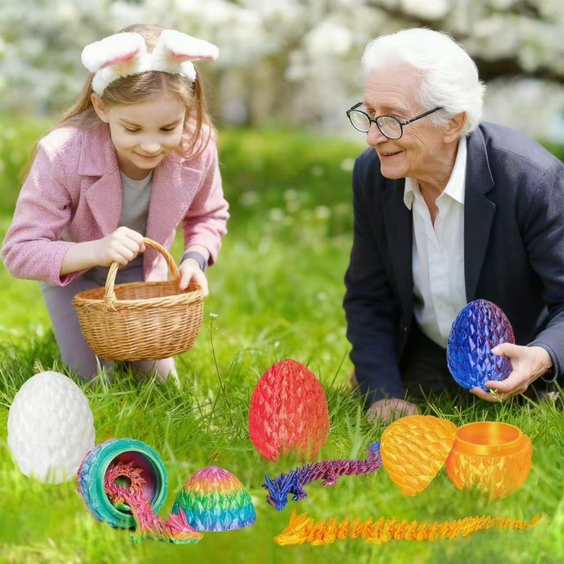 JODÂ® 3D Printed Dragon Egg Toy (6 Pack)- Surprise Mystery Inside, Articulated Crystal Dragon, Fidget Sensory Toy Basket Essentials Stuffers for Kids Birthday Surprise & Desk Party Decor (6PCS) - Image 5