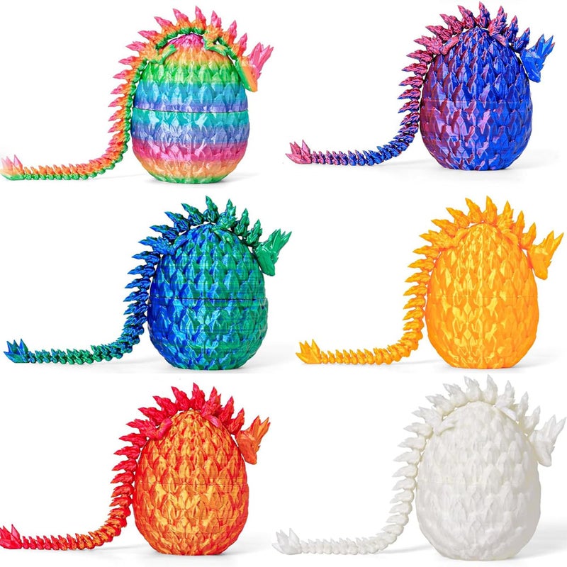 JODÂ® 3D Printed Dragon Egg Toy (6 Pack)- Surprise Mystery Inside, Articulated Crystal Dragon, Fidget Sensory Toy Basket Essentials Stuffers for Kids Birthday Surprise & Desk Party Decor (6PCS) - Image 1