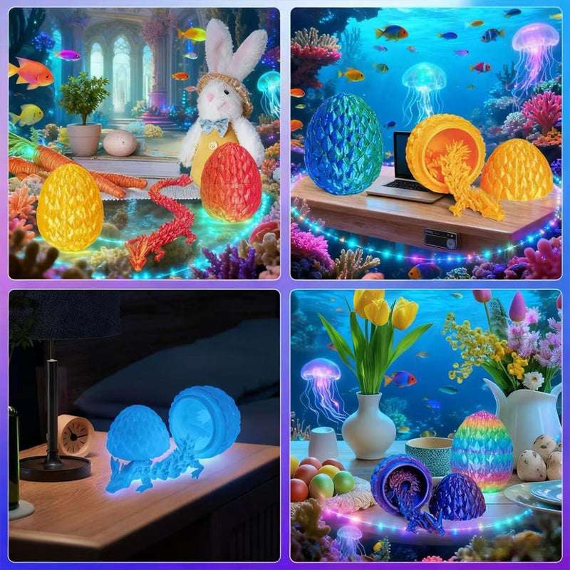 JODÂ® 3D Printed Dragon Egg Toy (6 Pack)- Surprise Mystery Inside, Articulated Crystal Dragon, Fidget Sensory Toy Basket Essentials Stuffers for Kids Birthday Surprise & Desk Party Decor (6PCS) - Image 3