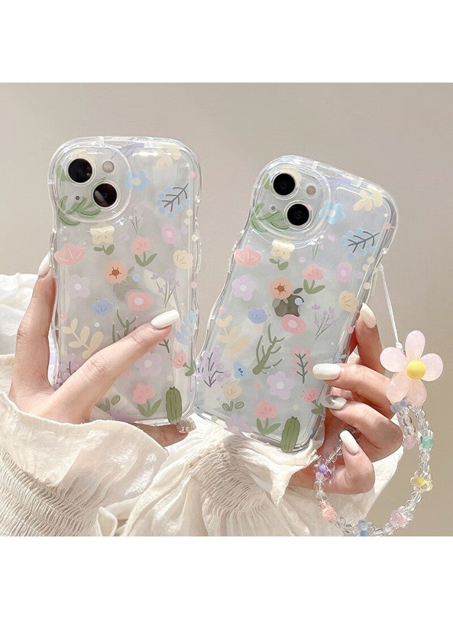 Jiang Ming Jiangming Iphone 14 Case, Colorful Floral Pattern With Hand Chain Strap, Airbag Shockproof, Trendy Ultra-thin Design, Transparent Back Cover For Students And Young Women - Image 2