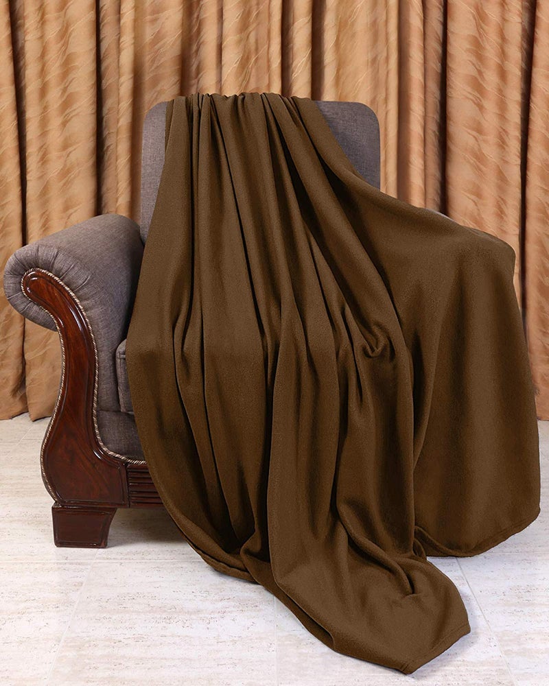 Purav Light Fleece Blanket for Double Bed Soft, Woolen, Winter & Traveling Blanket Ideal AC & Warm Bedsheets & All-Season Blanket Polar Fleece & Micro Mink -90" X 90''-1 Pc, Coffee - Image 3
