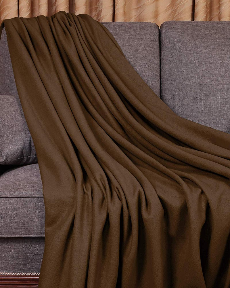 Purav Light Fleece Blanket for Double Bed Soft, Woolen, Winter & Traveling Blanket Ideal AC & Warm Bedsheets & All-Season Blanket Polar Fleece & Micro Mink -90" X 90''-1 Pc, Coffee - Image 5
