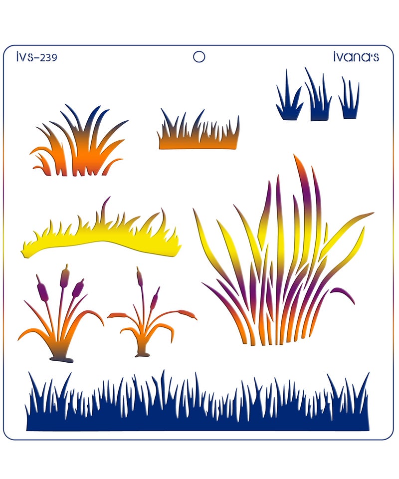 IVANA'S Grass Design Reusable Stencil for Art & Craft, DIY Decorative Stencil for Painting on Canvas, Fabric, Cloth, Paper, Glass, Furniture and Wall, Size - 6 x 6 inch, Pack of 1, IVS-239, Off White - Image 3