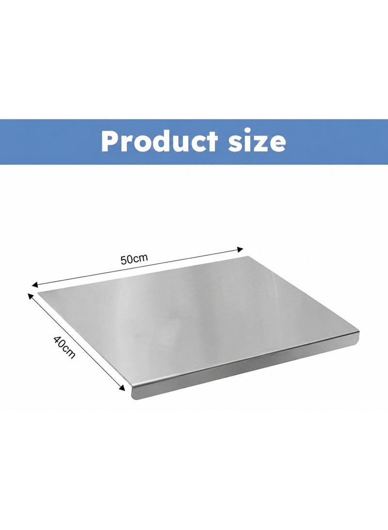 Nadrab 40x50cm Food Grade Stainless Steel Cutting Board, L-Shaped Anti-Slip Baffle Dough Board for Meat Vegetables Fruit Bread Kneading - Image 2