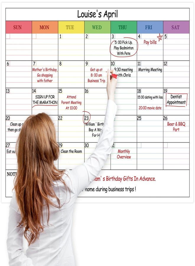 DERAYEE Large Dry Erase Calendar 33" x 25" for Wall, Updated Monthly Planner Giant Laminated Poster 11.5 cm x 8.9 cm Note Space for Home, Office, Classroom - Image 2