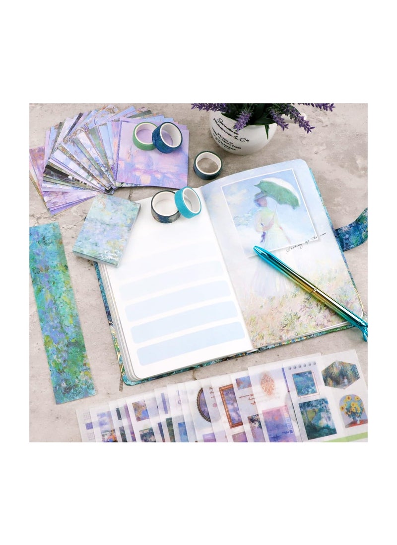 SYOSI - Aesthetic Scrapbook Kit, Vintage Scrapbook Journaling Kit, Oil Painting Scrapbooking Supplies with B6 Notebook Sticker Tape, Diy Journal Supplies, for Bullet Junk Journal, Daily Planner(149pcs) - Image 1
