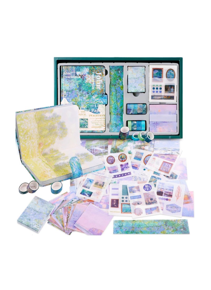 SYOSI - Aesthetic Scrapbook Kit, Vintage Scrapbook Journaling Kit, Oil Painting Scrapbooking Supplies with B6 Notebook Sticker Tape, Diy Journal Supplies, for Bullet Junk Journal, Daily Planner(149pcs) - Image 1
