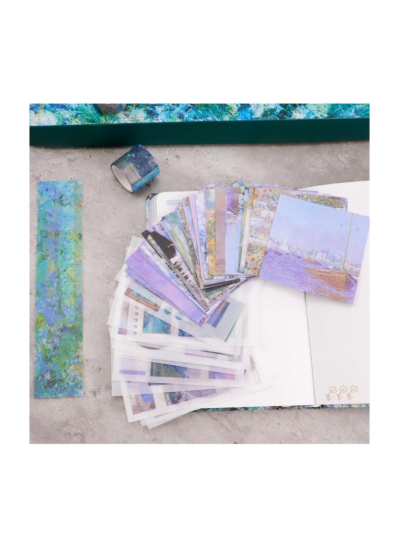 SYOSI - Aesthetic Scrapbook Kit, Vintage Scrapbook Journaling Kit, Oil Painting Scrapbooking Supplies with B6 Notebook Sticker Tape, Diy Journal Supplies, for Bullet Junk Journal, Daily Planner(149pcs) - Image 1