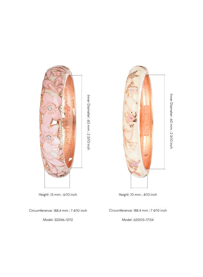 UJOY Jewellery sets Bangles Fashion Bracelets for Women Gift Pack 2 pcs (Pink White Flower) - Image 3