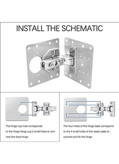 Generic Hinge Repair Plate Kit Cabinet Hinge Side Repair Plate with Hole Stainless Steel Overlay Hinges Plate Repair Accessory Stainless Steel Hinge Repair for Wood Furniture Shelves Cabinet  - Image 2