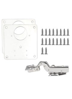 Generic Hinge Repair Plate Kit Cabinet Hinge Side Repair Plate with Hole Stainless Steel Overlay Hinges Plate Repair Accessory Stainless Steel Hinge Repair for Wood Furniture Shelves Cabinet  - Image 1