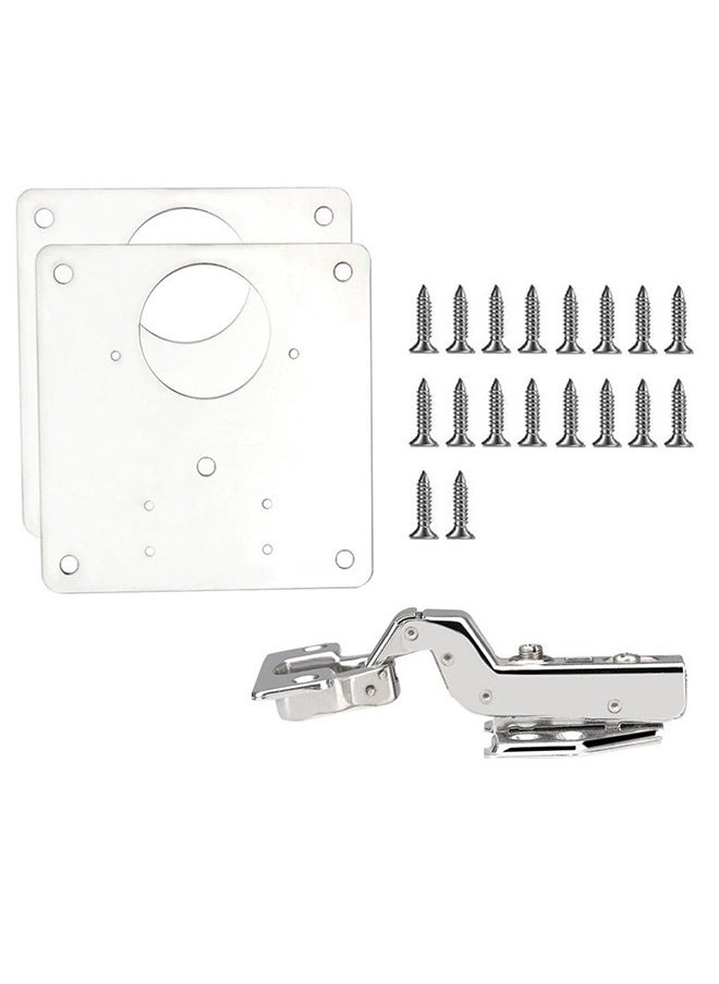 Hinge Repair Plate Kit Cabinet Hinge Side Repair Plate with Hole Stainless Steel Overlay Hinges Plate Repair Accessory Stainless Steel Hinge Repair for Wood Furniture Shelves Cabinet  - Image 1