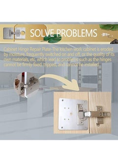 Generic Hinge Repair Plate Kit Cabinet Hinge Side Repair Plate with Hole Stainless Steel Overlay Hinges Plate Repair Accessory Stainless Steel Hinge Repair for Wood Furniture Shelves Cabinet  - Image 3