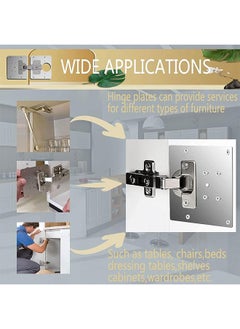 Generic Hinge Repair Plate Kit Cabinet Hinge Side Repair Plate with Hole Stainless Steel Overlay Hinges Plate Repair Accessory Stainless Steel Hinge Repair for Wood Furniture Shelves Cabinet  - Image 4