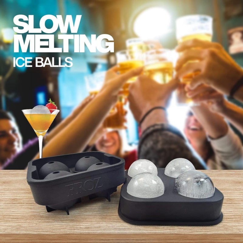 BRENSTEN Housewares Solutions Froz Ice Ball Maker â€“ Novelty Food-Grade Silicone Ice Mold Tray With 4 X 4.5cm Ball Capacity - Image 4