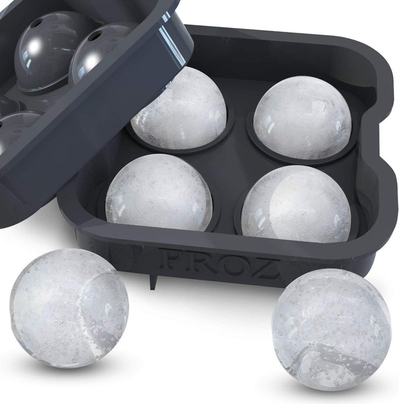 BRENSTEN Housewares Solutions Froz Ice Ball Maker â€“ Novelty Food-Grade Silicone Ice Mold Tray With 4 X 4.5cm Ball Capacity - Image 1