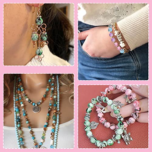 Quefe 500pcs Craft Beads for Jewelry Making, for Bracelets Making,Space Acrylic Beads in Ink Patterns with 50pcs Spacer Beads and Crystal String (8mm) - Image 4